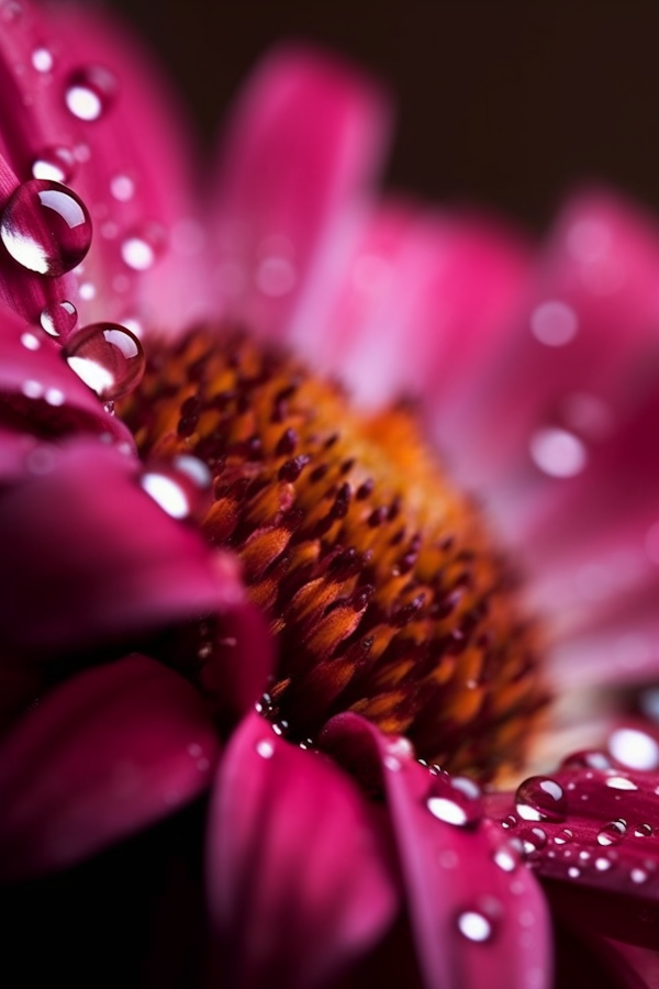 Close-up of Magenta Flower with Water Droplets