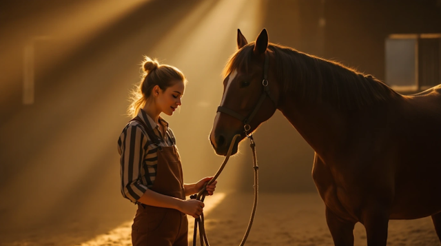 Serene Scene with Woman and Horse