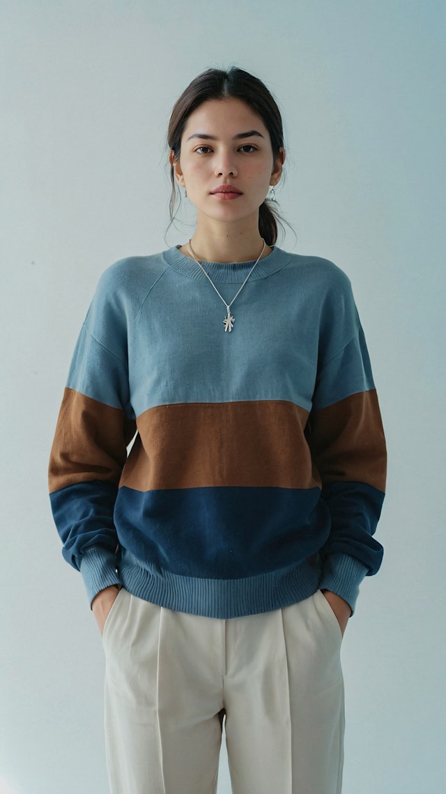 Person in Color-Blocked Sweater