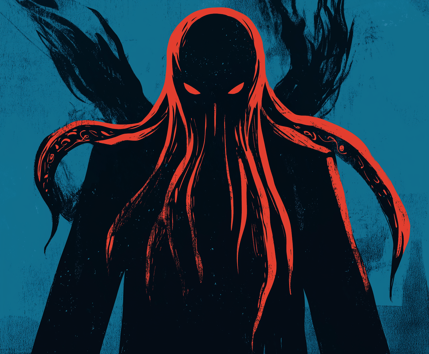 Ominous Figure with Red Tentacles