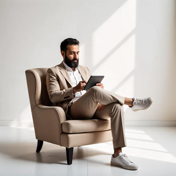 Man in Minimalist Room