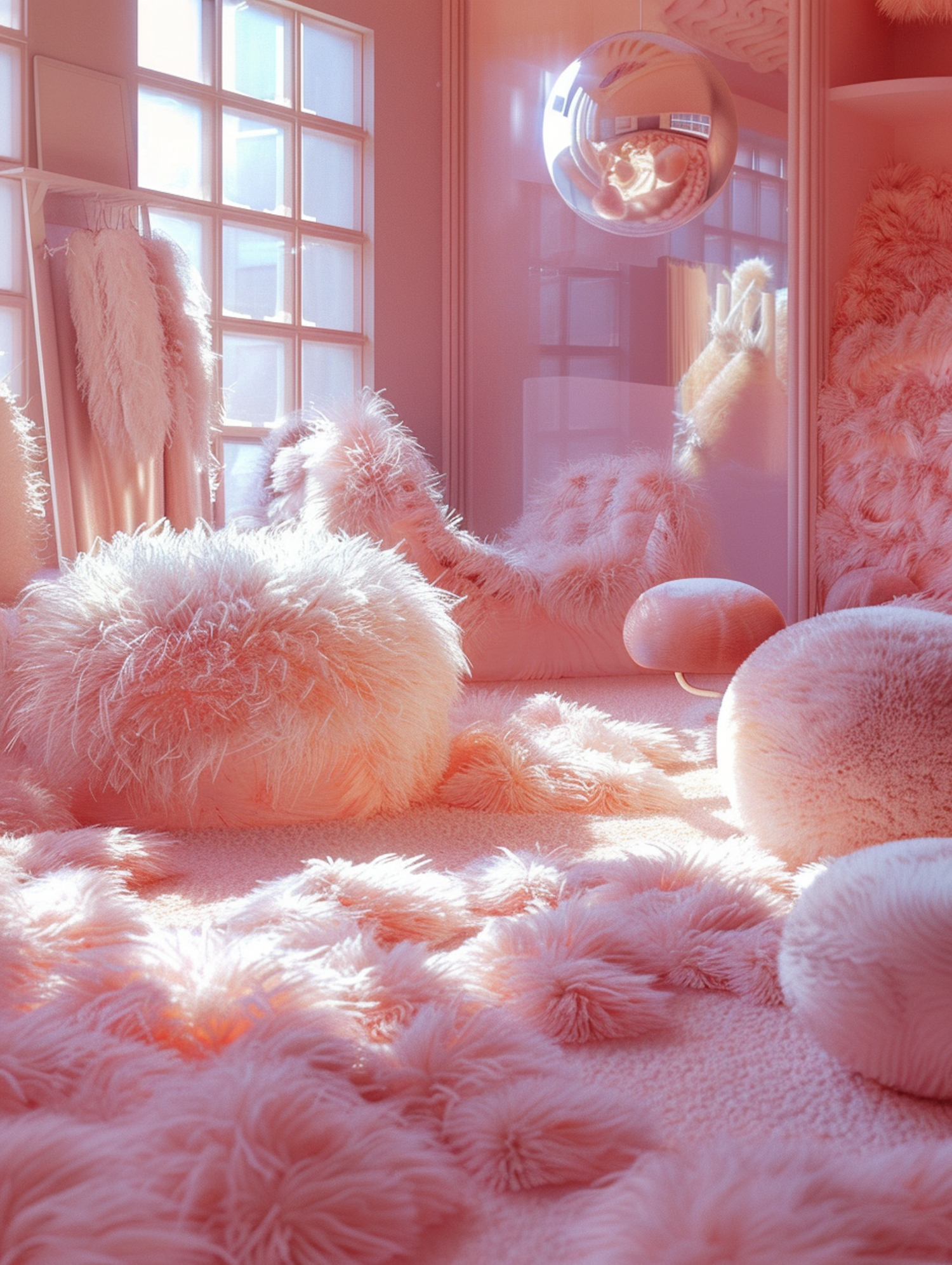 Dreamlike Reflection in a Pink Room