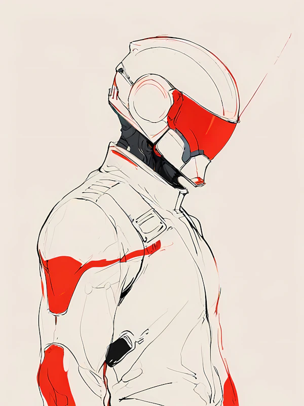 Futuristic Figure in High-Tech Suit