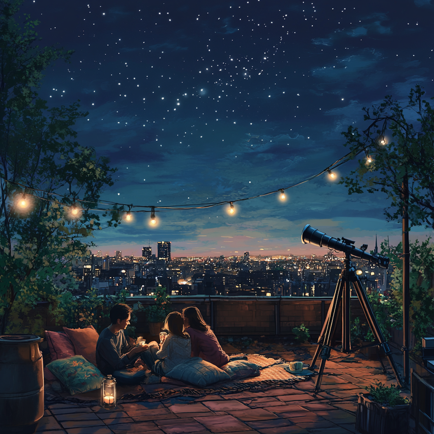 Serene Rooftop Stargazing