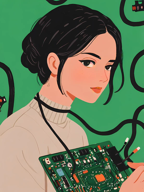 Woman with Circuit Board