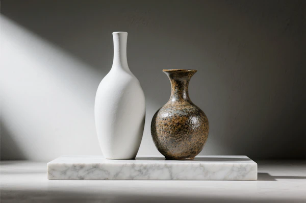 Contrasting Vases Display
