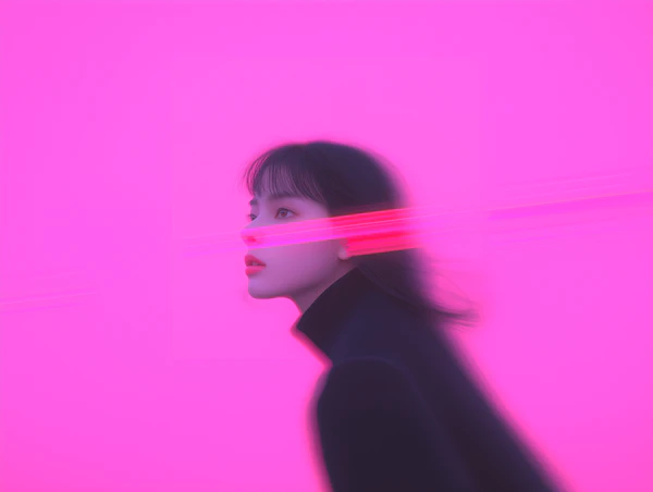 Profile Portrait with Pink Light Beam
