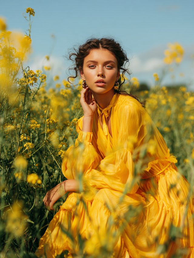 Woman in Yellow Field
