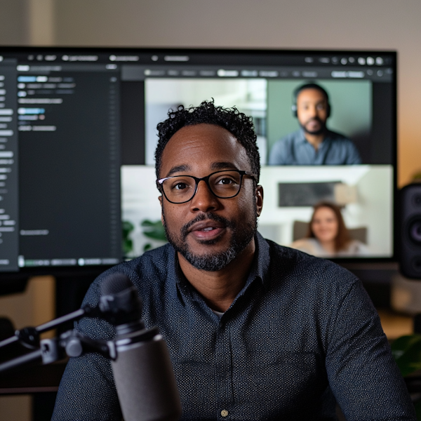 Thoughtful Professional on Video Call