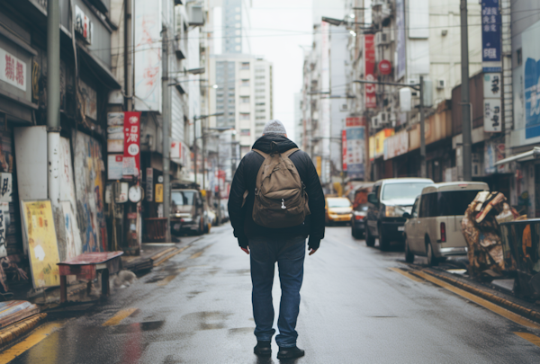 Solitary Urban Traveler in Contemplation