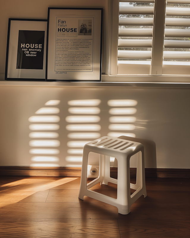 Serene Interior with Sunlight and Shadows