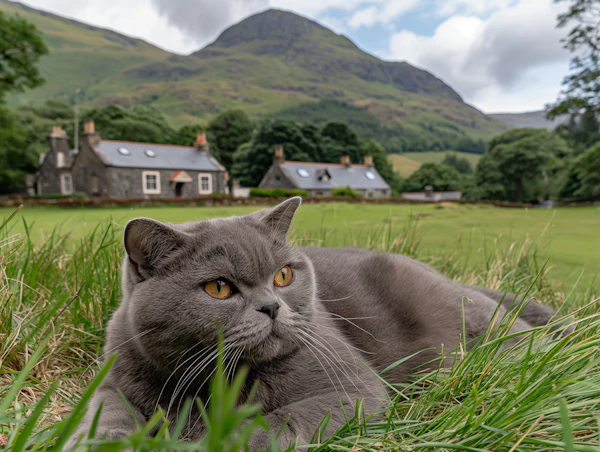Serene Cat in Rural Landscape
