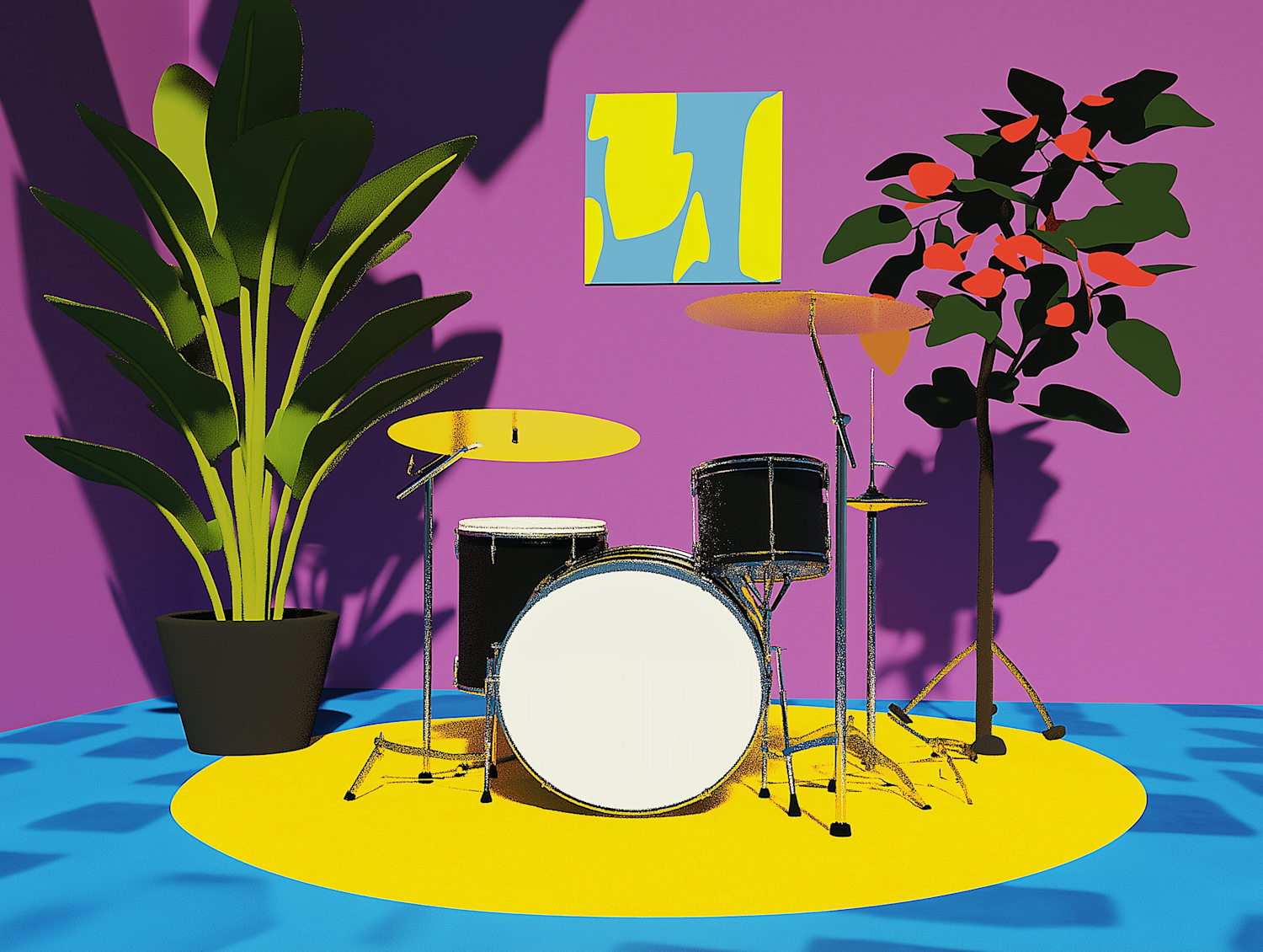 Vibrant Drum Set Scene