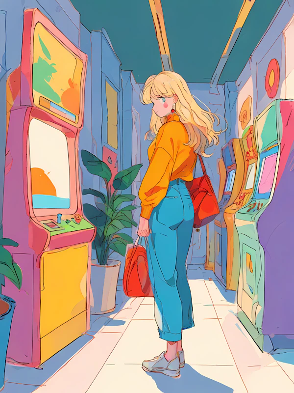 Woman in Arcade