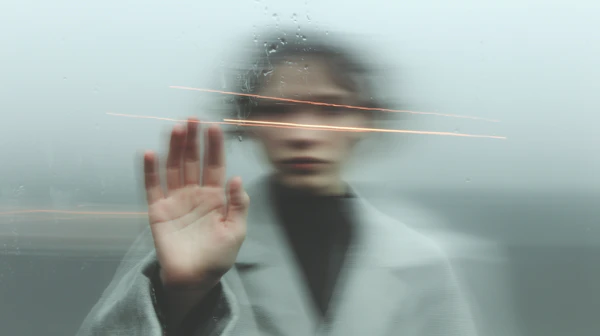 Blurred Figure Behind Glass