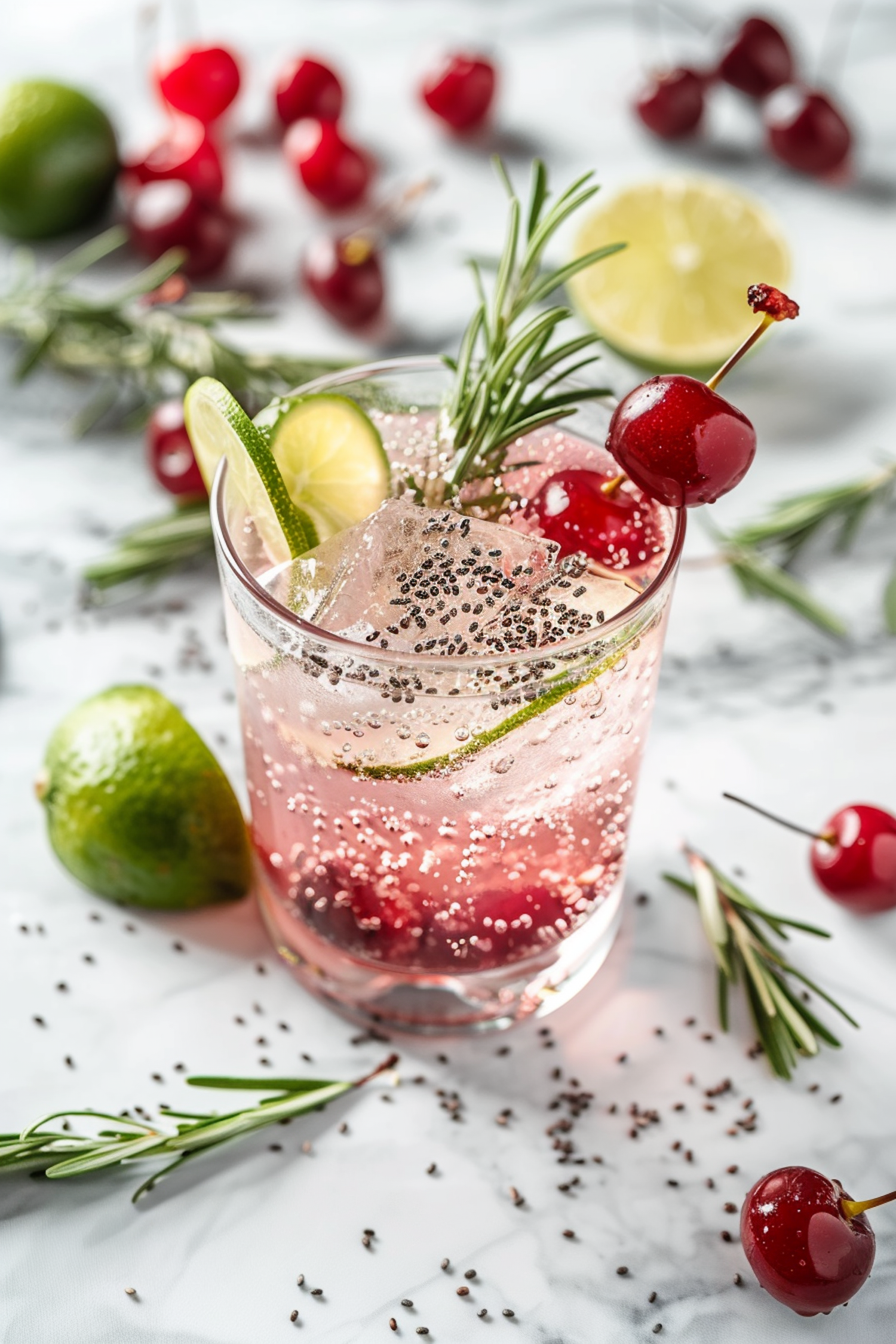 Vibrant Carbonated Cocktail Close-Up