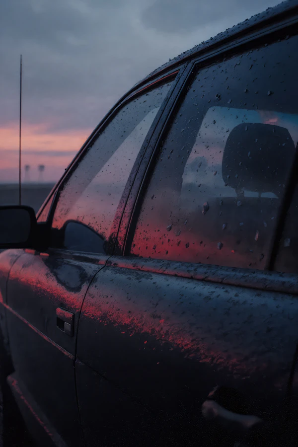 Car with Sunset Reflections