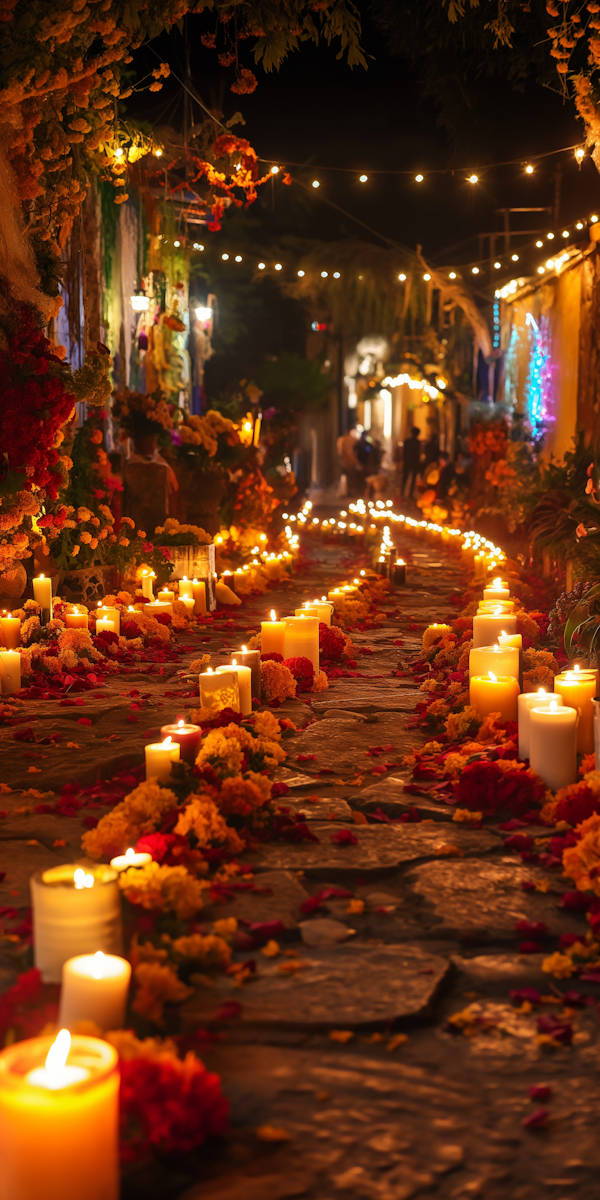 Festive Celebration on Cobblestone Street