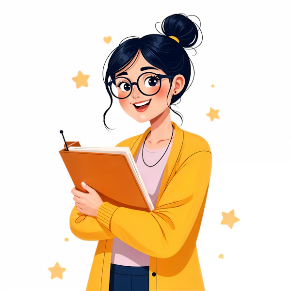 Cheerful Young Woman with Book