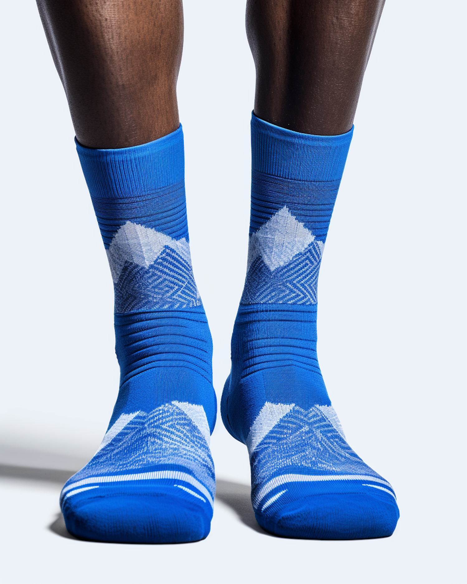 Geometric Mountain Blue Mid-Calf Socks