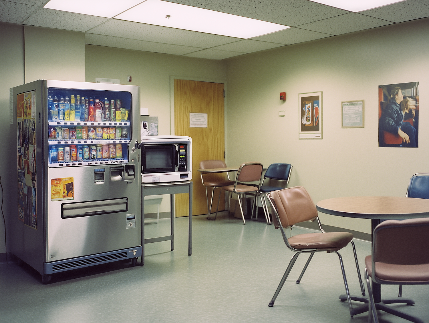 Break Room with Vending Machine and Microwave