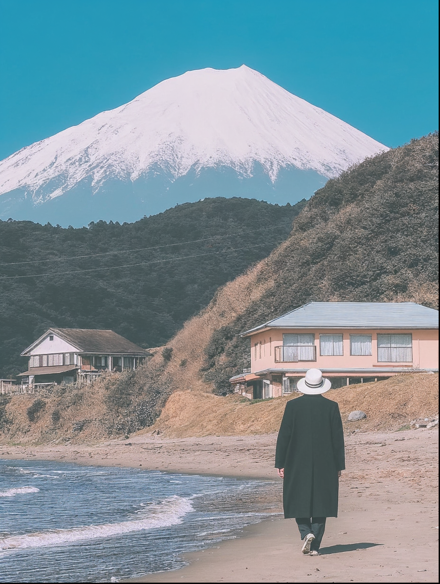 Beach Walk with Mountain View