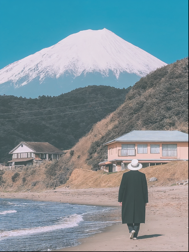 Beach Walk with Mountain View