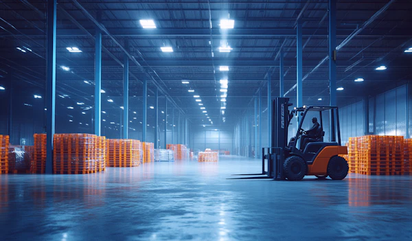 Industrial Warehouse with Forklift Operator