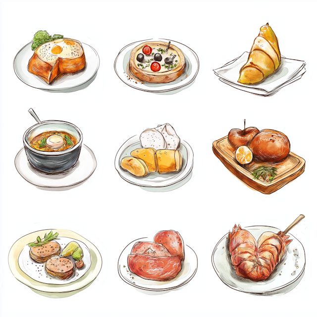 Illustrated Food Grid