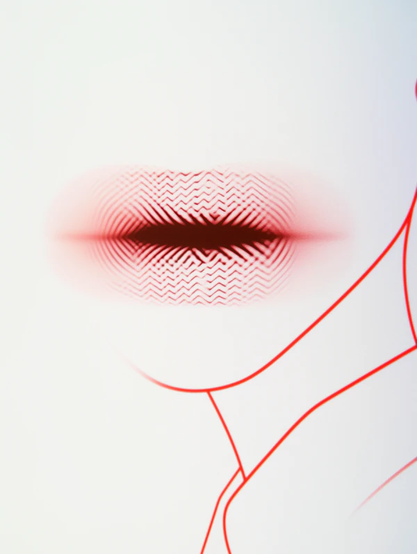Stylized Human Face with Zigzag Lips