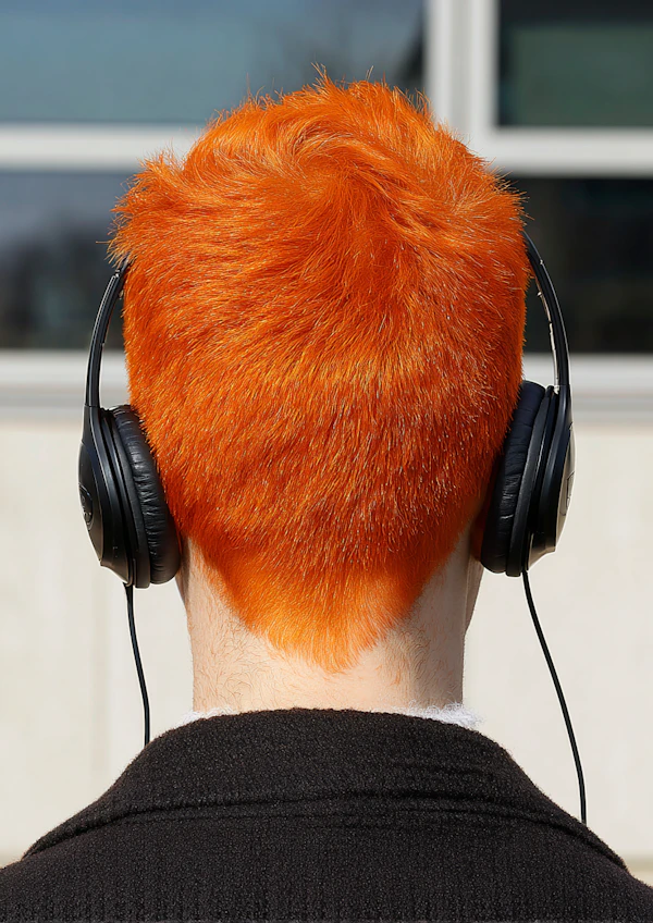 Orange Hair with Headphones