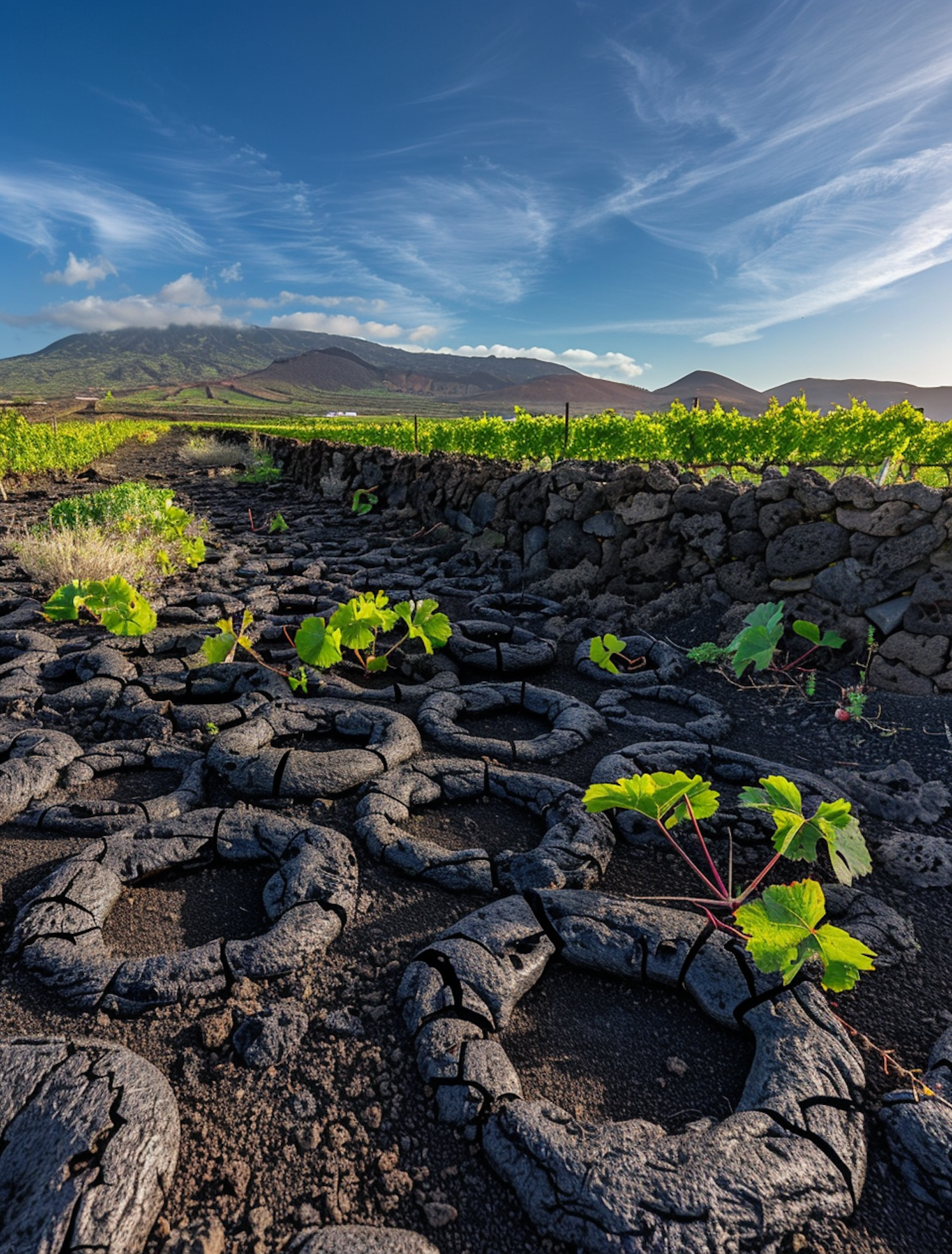 Volcanic Vineyard Landscape