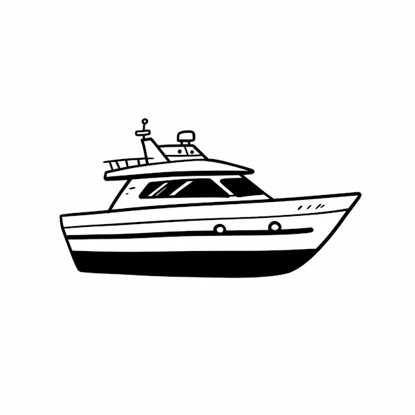 Modern Motorboat Sketch