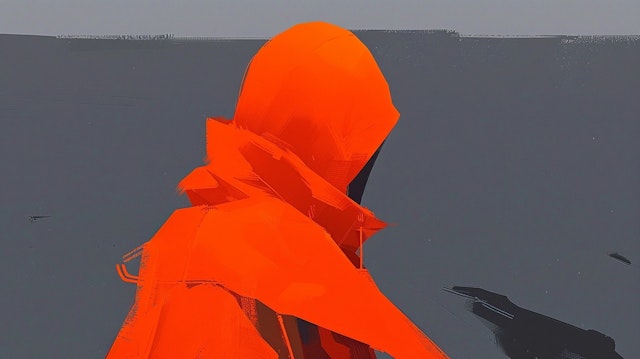 Abstract Figure in Orange Cloak