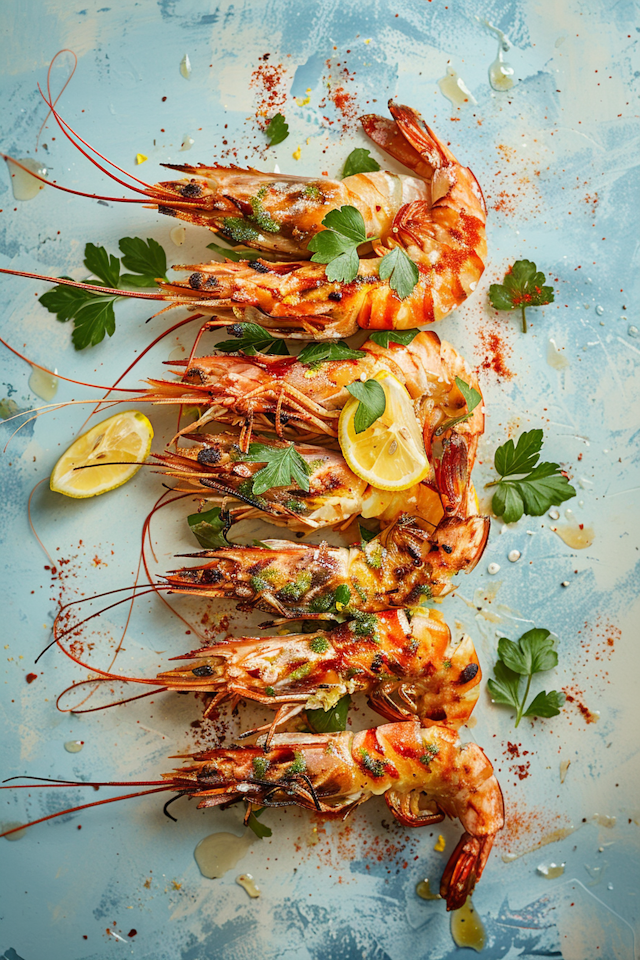 Artful Grilled Prawns Plate