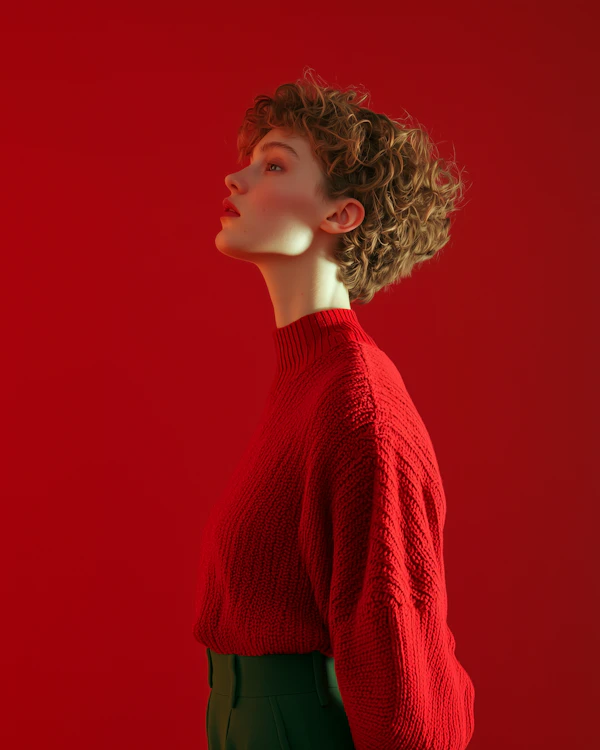 Profile Portrait in Red