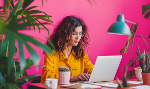 Young Woman Working on Laptop