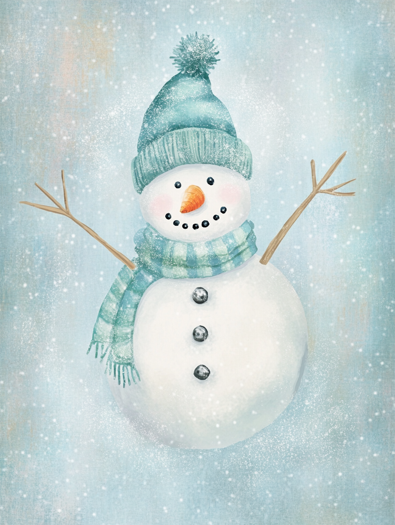 Cheerful Snowman in Winter Wonderland