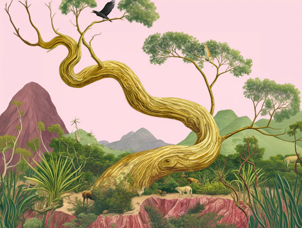 Twisted Tree with Animals