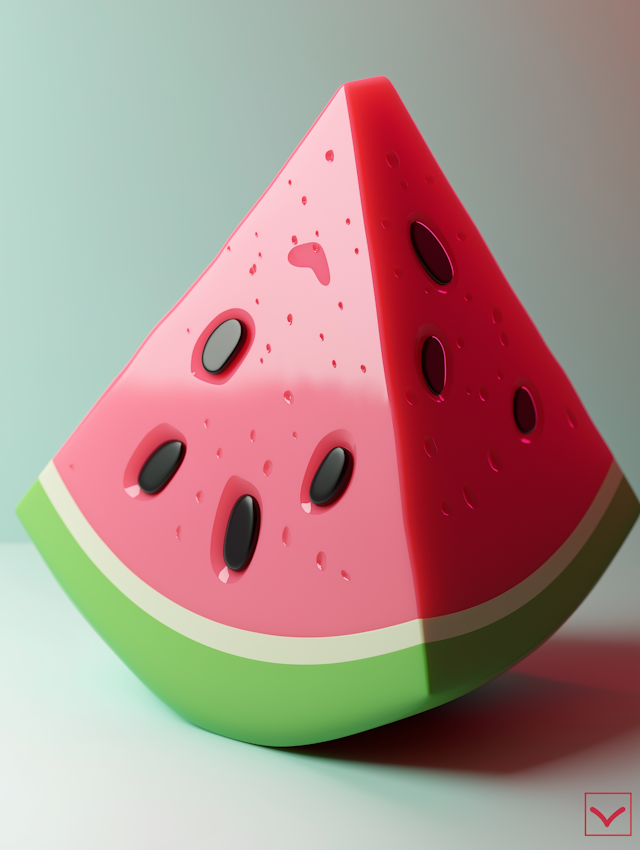 Stylized 3D Watermelon Slice