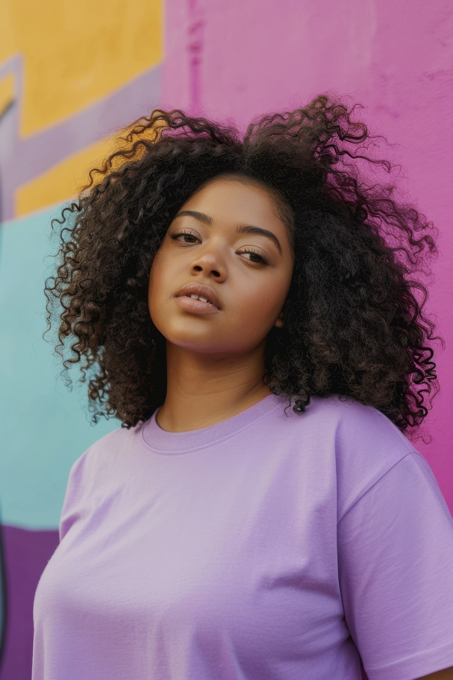 Young Woman Against Colorful Wall