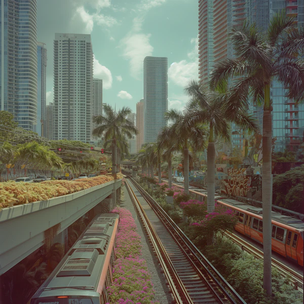 Dynamic Cityscape with Metro Train