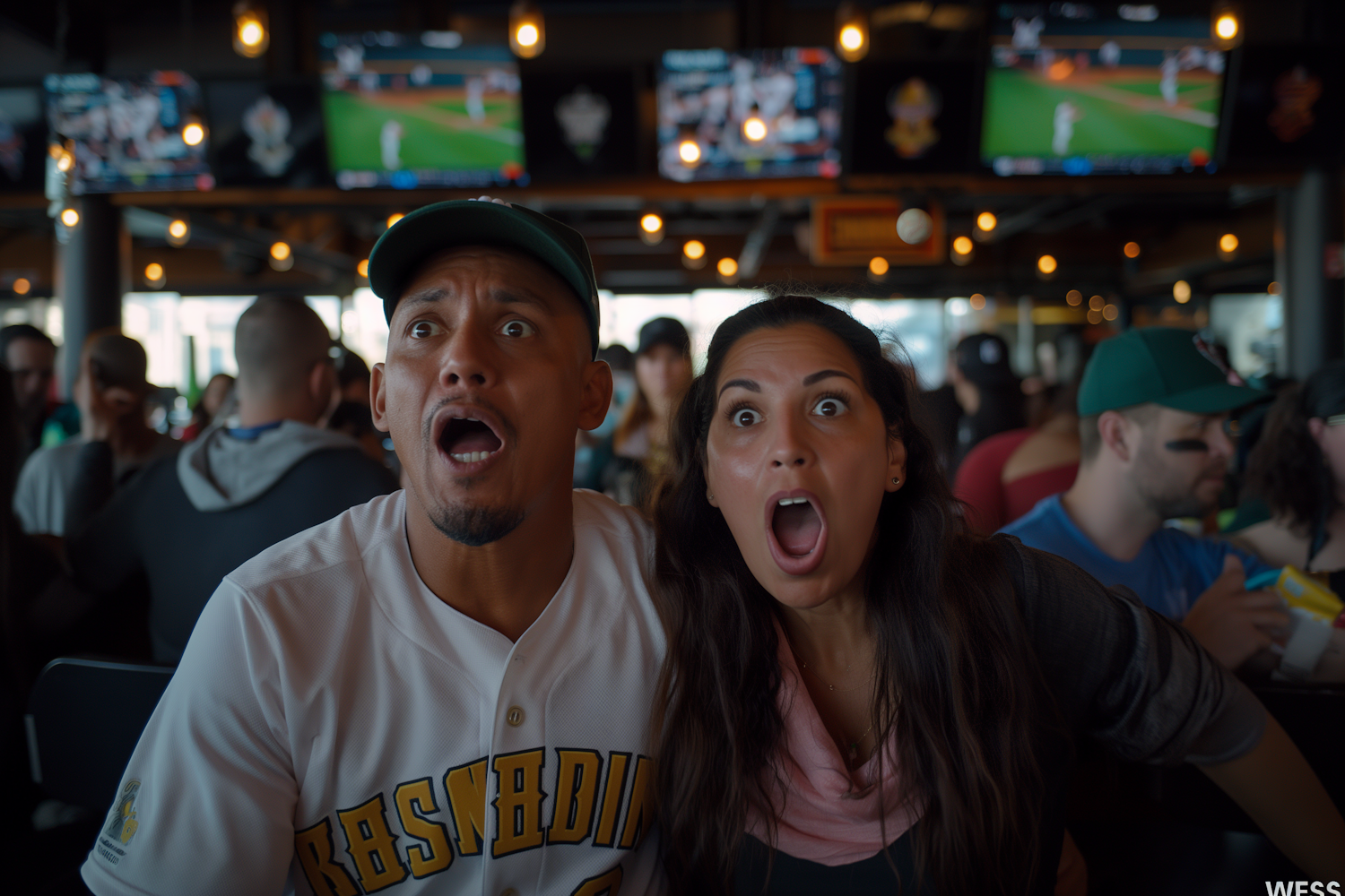 Excited Young Adults at Sports Bar