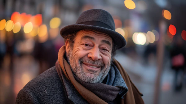 Warm Smiling Man in Urban Evening