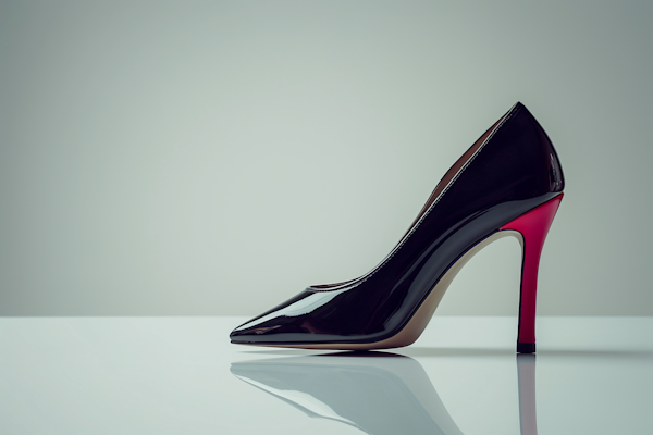 Elegant Noir Patent Leather Pump with Red Stiletto Heel