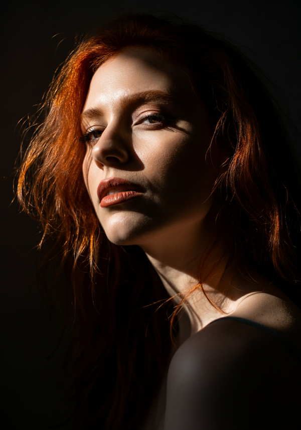 Introspective Woman with Red Hair