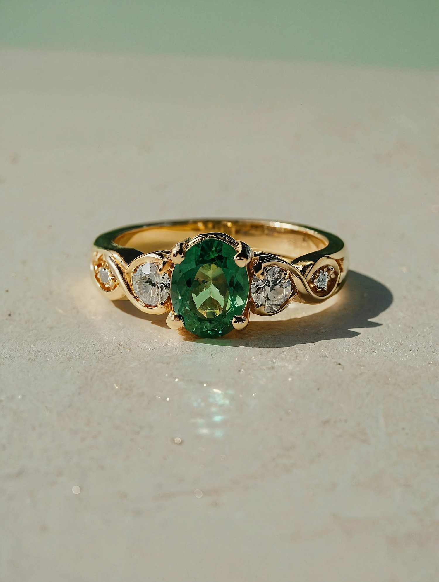 Gold Ring with Green Gemstone