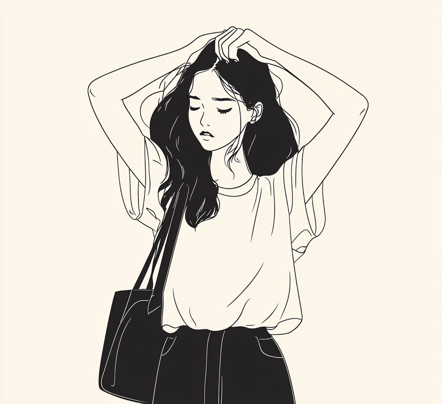 Contemplative Woman Illustration