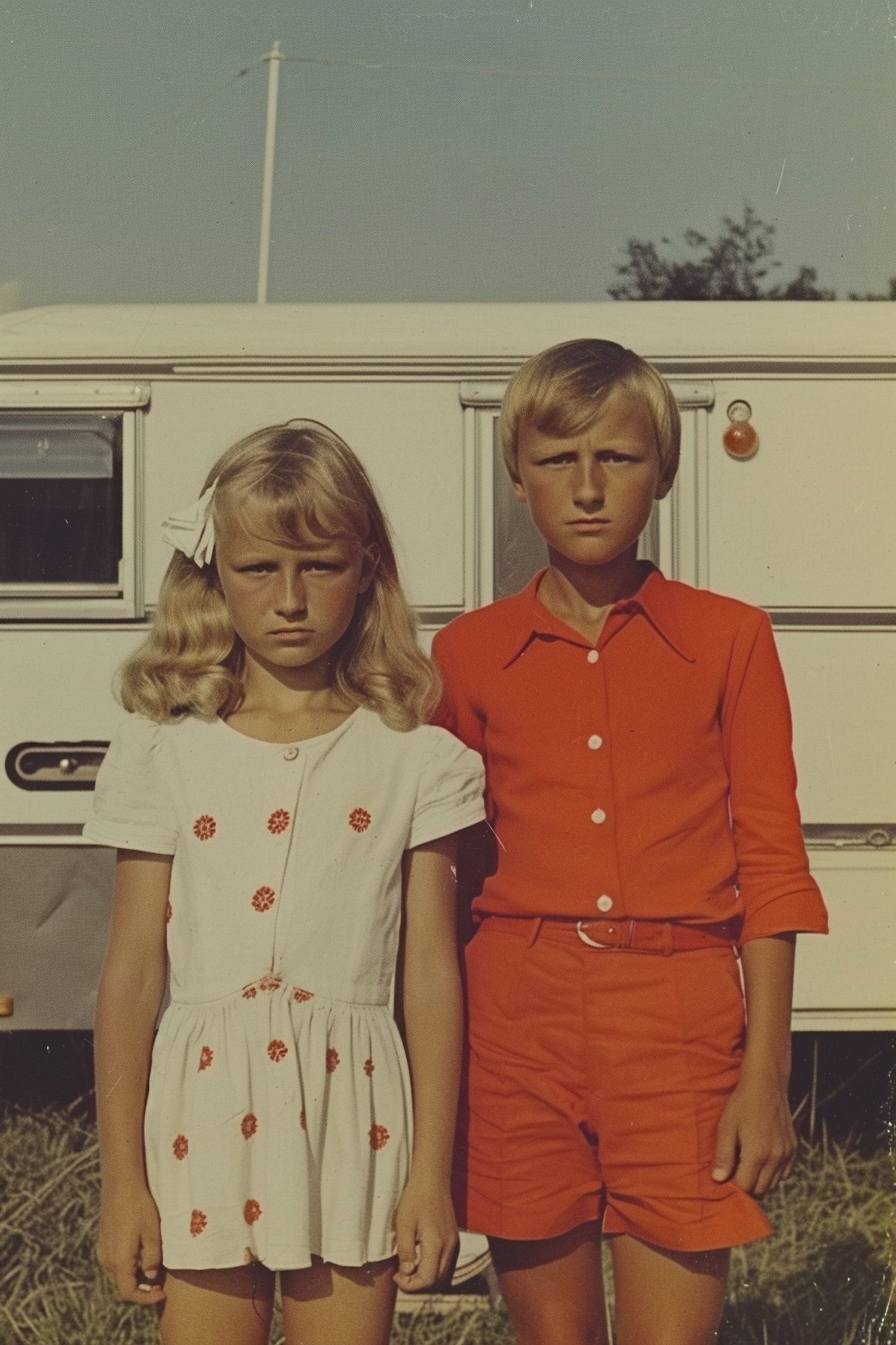 Solemn Siblings with Caravan