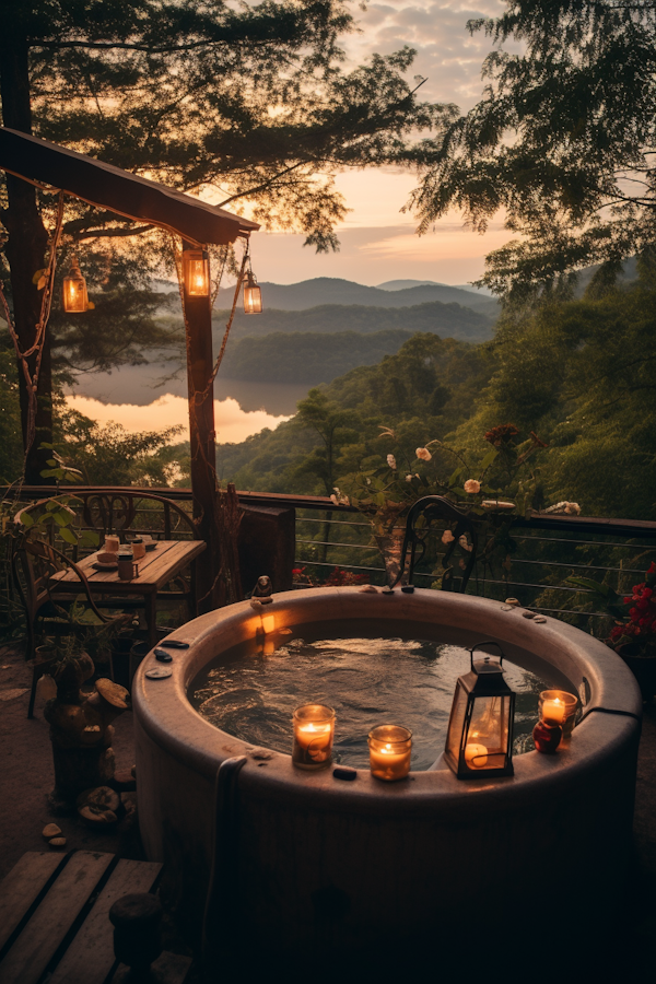 Twilight Serenity at the Lakeside Hot Tub Retreat